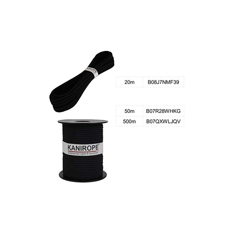 Kanirope® XPRO Paracord Diameter 3.8 mm 20 m Black 32-Fold