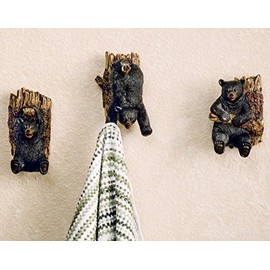 BLACK FOREST DECOR Frolicking Bear on Tree Hooks - Set of 3