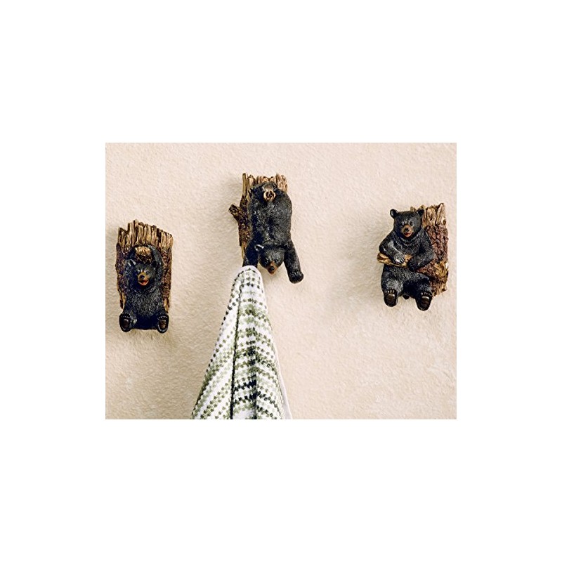 BLACK FOREST DECOR Frolicking Bear on Tree Hooks - Set
