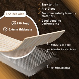 GSCIT Club Oak Edge Banding, 1/2 inch x 25ft roll of Veneer Edge Banding - Pre-glued Flexible, Real Wood Tape for Cabinet Repair & Furniture Restoration