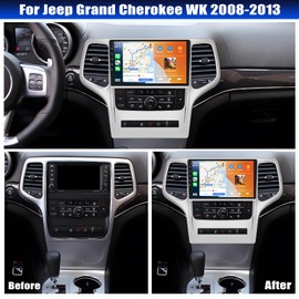 [2+64G]Android 15 Car Stereo for Jeep Grand Cherokee WK 2008-2013 with Wireless Carplay&Android Auto,9 Inch Touch Screen Car Radio with Mirror Link Bluetooth FM/RDS Radio WiFi GPS EQ SWC+Backup Camera