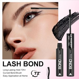 LA MAESII Lash Cluster Glue,Lash Bond and Seal Waterproof,Bond & Seal Lash Glue for Eyelash Cluster,Black Long-Lasting 72H Latex Free（10ml）