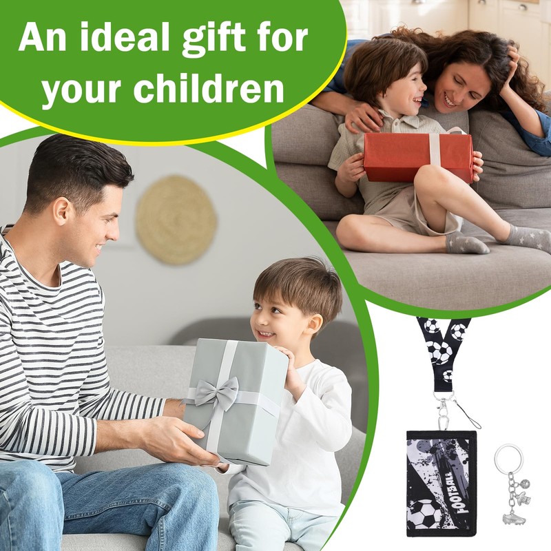 TPTGIAR Football Kids Wallets for Boys Wallet with Lanyard Football