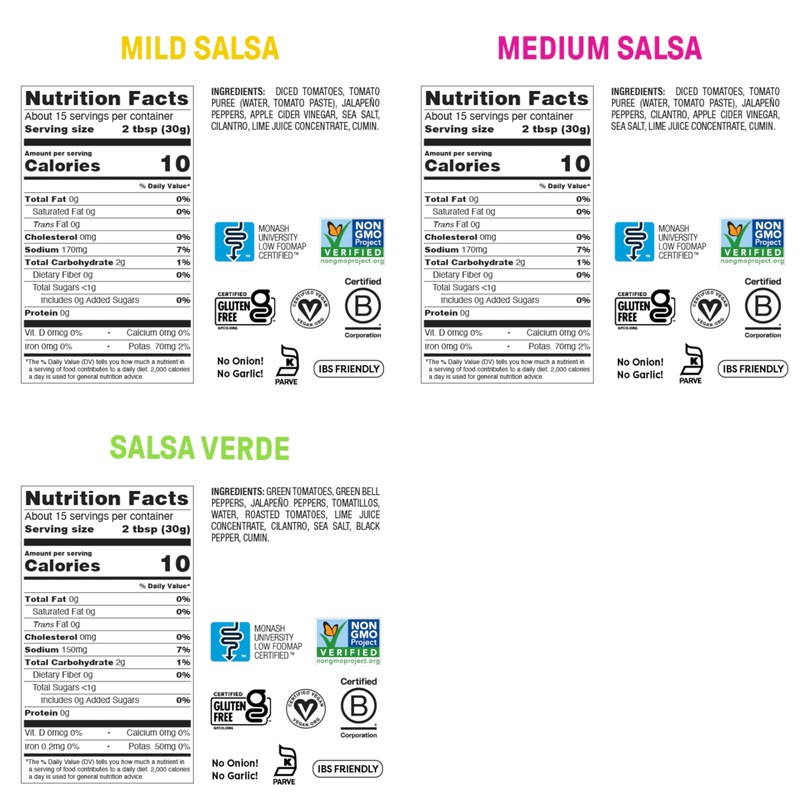 Fody Foods Salsa Variety Pack, 16 Oz (Pack of 3),