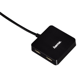 Hama | Multiquad 1:4 Bus Powered USB Port 2.0 Hub | Notebook/PC Computer/MacBook/iMac - Black