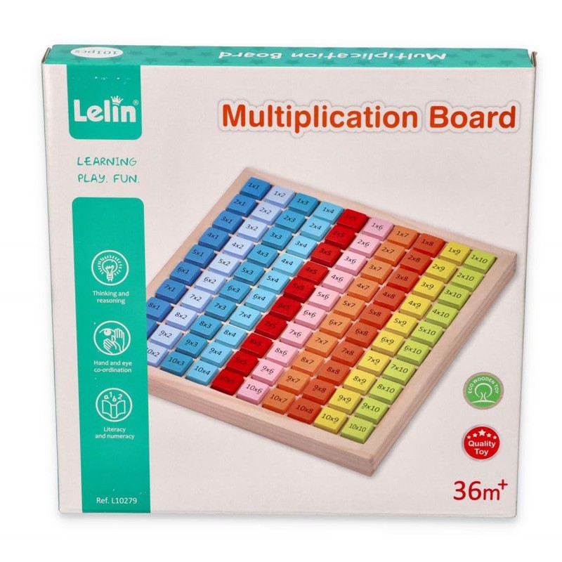 Sky-blue 10279 Wooden Calculator Board Multiplication 101 pieces