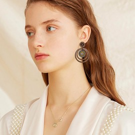 unixmoment Bohemian Handmade Vintage Copper Wood Leaf Flower Geometry Dangle Drop Earrings Sunflower Stud Earrings For Women (Round Sunflower)