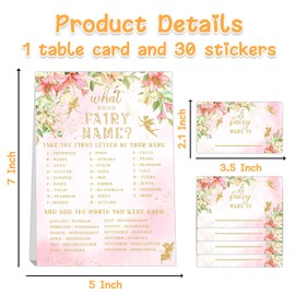 What's Your Fairy Name Game, 1 Game Sign and 30 Name Stickers, Birthday Game Fairy forest party event fairy tea party game,Fun for Adults & Kids Game