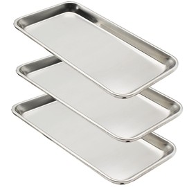 3 Pieces Stainless Steel Tray, Stainless Steel Small Tray, Stainless Steel Tray for Gourmet Placement, Kitchen Tray, Restaurant Supplies (Silver)