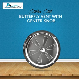 Marine City Portable 304 Grade Stainless Steel Polished Round Butterfly Vent with Center Knob Shutter Vent (5 Inches) for Marines – Companionway Door – Cockpit – Cabin Ventilation (Pack of 1)