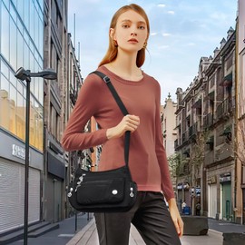 DEEVORCA Women Casual Crossbody Bags Fashion Simple Shoulder Bags Medium Lightweight Nylon Waterproof Messenger Bag for Travel Work Shopping Daily Use Satchel Bag Handbags Black