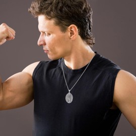 NIFUNAO Saint Christopher Necklace for Men Women 925 Sterling Silver St Christopher Necklace Mens Protection Jewelry