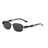 Sicario Slim Rectangular Classic Luxury Sunglasses (Black Metallic Frame, Black)