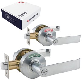 Commercial Door Handle Lock, Bathroom Locks for Home Doors, Vacant Occupied Bathroom Restroom Door Handles, Privacy Lock, Occupied Door Handle (Silver)