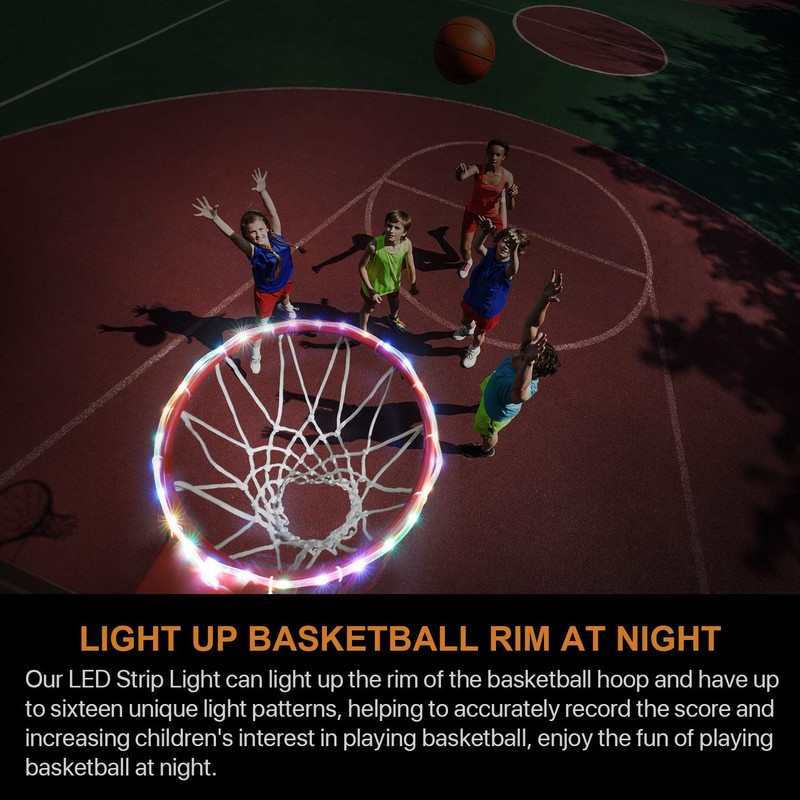 Waybelive LED Basketball Hoop Lights, Remote Control Basketball Rim LED