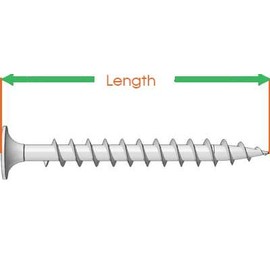 #12 x 3" Marine Grade Type 316 Stainless Steel Deck Screw Internal Square Drive, Bugle Head (Quantity: 25) Type 17 Wood Cutting Point, 2" of Thread Length, #12 Screw Diameter, 3" Screw Length