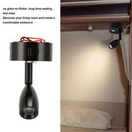 Locadence DC 12‑24V RV Reading Light, 3 Color Touch Dimming Reading Lamp with Blue Nightlight, Travel Trailer Bedroom Reading Light with USB C Port for RV Bedrooms, Car Headboards (Black)