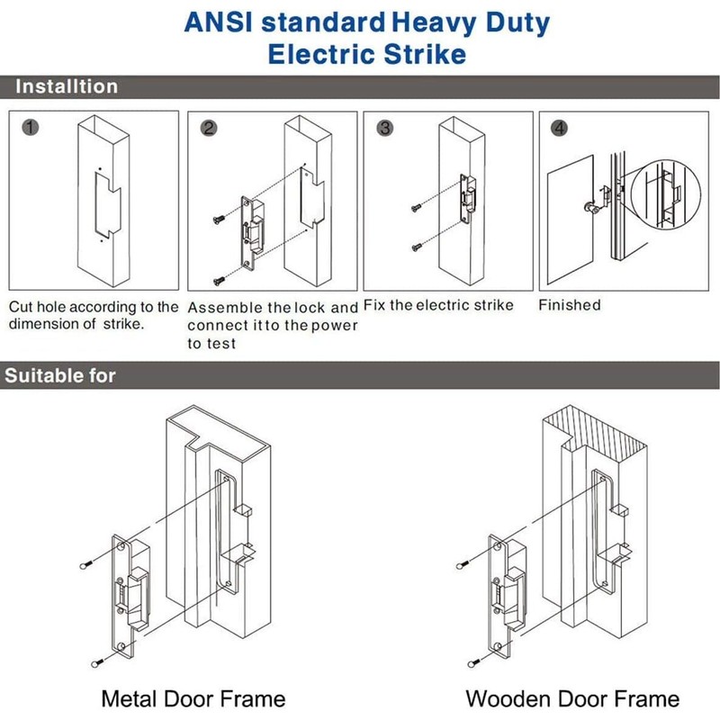 UHPPOTE ANSI Standard Heavy Duty Electric Strike Lock Fail Secure