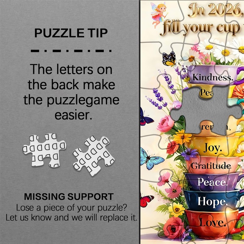 PICKFORU Cup of Wise Sayings Jigsaw Puzzles 1000 Pieces, Flower