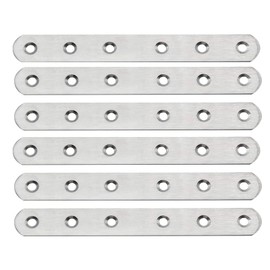 6 Pieces Perforated Plate, Wooden Connectors Made of Stainless Steel, Metal Connectors, for Used in Many Furniture, Such as Tables, Chairs, Cabinets (Silver)