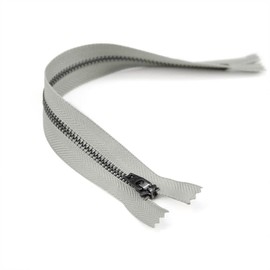 Set of 12 Pants Zippers, 9", Gunmetal Teeth and Pussywillow Gray Tape, Bias Bespoke Brand