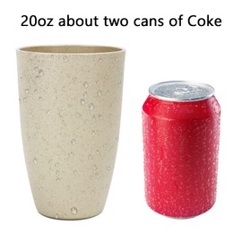 Homienly Wheat Straw Cups Alternative to Plastic Cups - Set of 6 Unbreakable Drinking Cup Reusable Dishwasher Safe Water Glasses Cups for Kitchen Tumblers Kitchen Essentials(20 OZ)