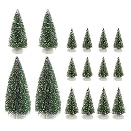 Ideen mit Herz Decorative Snow Fir Trees, Various Sizes, 6-15 cm, Pack of 16 | Snowy Fir Trees for Crafts, Model Railway, Winter Decoration, Christmas, Advent