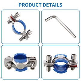 A.I.FORCE 2Packs Fix Sinking Office Chair, 304 Stainless Steel Gas Lift Cylinder Clamp Holder, Office Chair Saver Kit Adjust Chair Height and Stop Sinking Without Cylinder Replacement, Silver, Blue