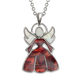 Kilts Wi Hae Tide Jewellery Inlaid Paua Shell Red Christmas Angel Necklace
