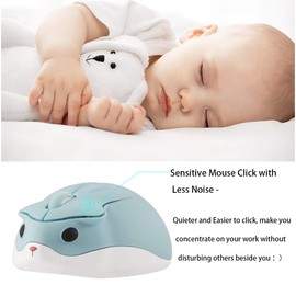 LIKE SHOW Wireless Mouse Cute Hamster Shaped Computer Mouse 1200DPI Less Noice Portable USB Mouse Cordless Mouse for PC Laptop Computer Notebook MacBook Kids Girl Gift(Blue)