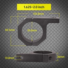 LIZARD GO Tube Clamps - Pack of 4,Horizontal Bar Clamp 1.625 inch,1.75 inch,1.875 inch,2.0 inch,Roll Bar Clamp for LED Light Bar,Cube Lights,ATVs Whips (1.625~2.0" Clamps)