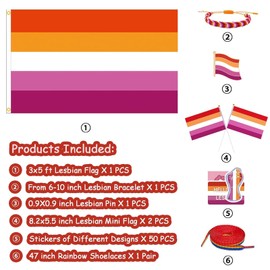 MEPLUM PRIDE 3x5 FT Lesbian Flag, WLW Lesbian Pride Stuff as Lesbian Present for Lesbian Pride Parades Party Accessories Decorations