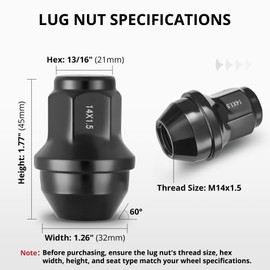 EVIL ENERGY M14x1.5 Black Wheel Lug Nuts Set 24 PCS for 2015-2022 F150 Expedition Lincoln Navigation, 13/16" 21mm Hex Closed End Bulge Acorn Cold-Forged Carbon Steel