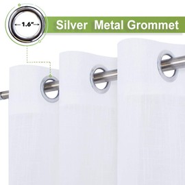 NICETOWN Linen White Sheer Curtains 36 Inches Long Privacy Protece for Bathroom Window Covering - Translucent Drape Semitransparent Voile Short Panels with Grommet Top for Kitchen, 52W x 36L, 2 Pieces