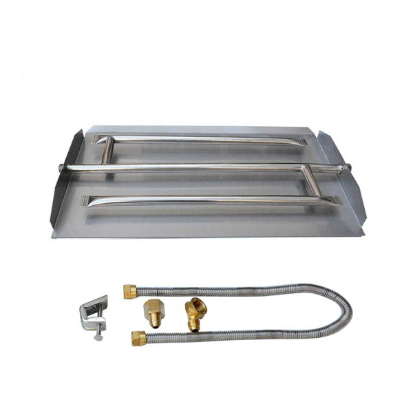 Stanbroil Stainless Steel Natural Gas Fireplace Triple Flame Pan Burner Kit, 16.5-inch