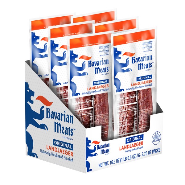 Bavarian Meats Landjaeger German Style Smoked Sausage Snack Sticks, 2.75 Ounce (Pack of 6)