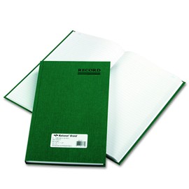 NATIONAL Emerald Series Record Book, Green Canvas Cover, 300 Pages, 12.125" x 7.5" (56131)
