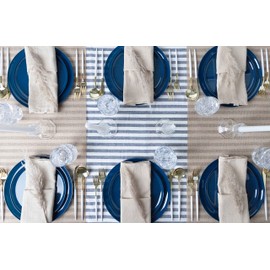 PLASTICPRO [30 Pack 6.3''] Dark Blue Plastic Party Plates Edge Collection Premium heavyweight Elegant Disposable Tableware Dishes