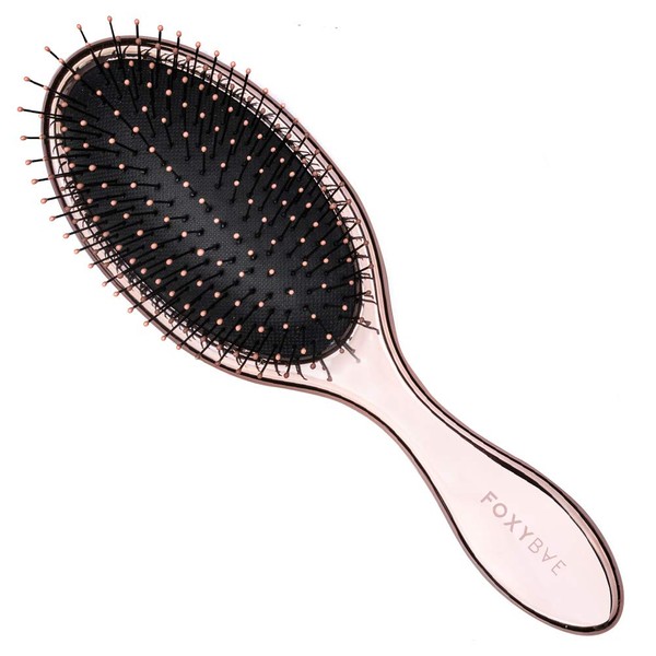 FoxyBae Rose Gold Detangling Brush - Professional Hair Detangler Brush for Women, Men, Kids, Best Paddle Brushes with Soft Bristles, Detangle Brush for Curly, Thick, Long, Dry, Wet Hair