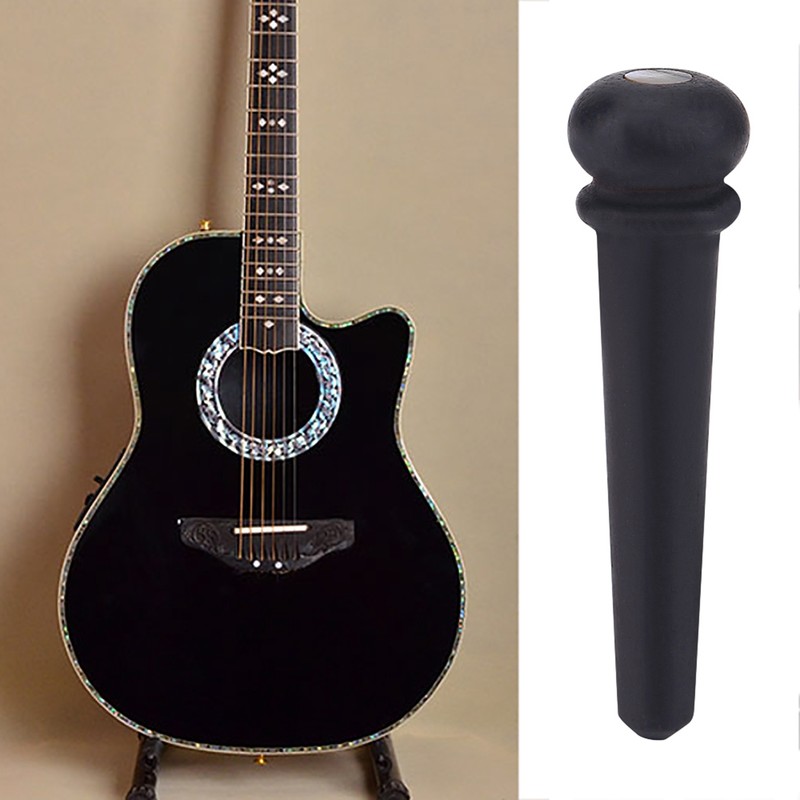 6Pcs Ebony Bridge Pins With Abalone Shell for Acoustic Folk