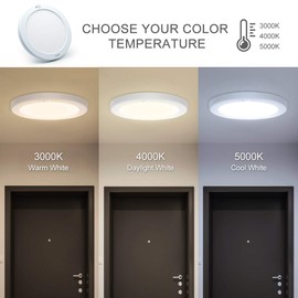 S NMT Motion Sensor LED Ceiling Light with 30s/180s Timeout Adjustable,15W 1500LM Round Panel Lighting Fixture For Stairs Toilet Closets,Warm White 3000K Natural White 4000K Cool White 5000K Available