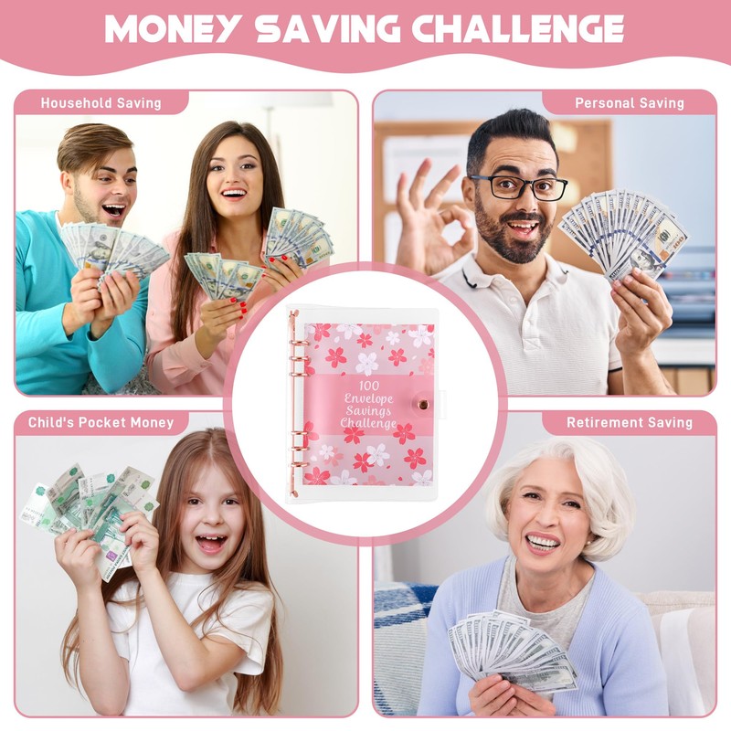 JIANTA 100 Envelope Saving Challenge Planner Binder A5 Budget Planner,