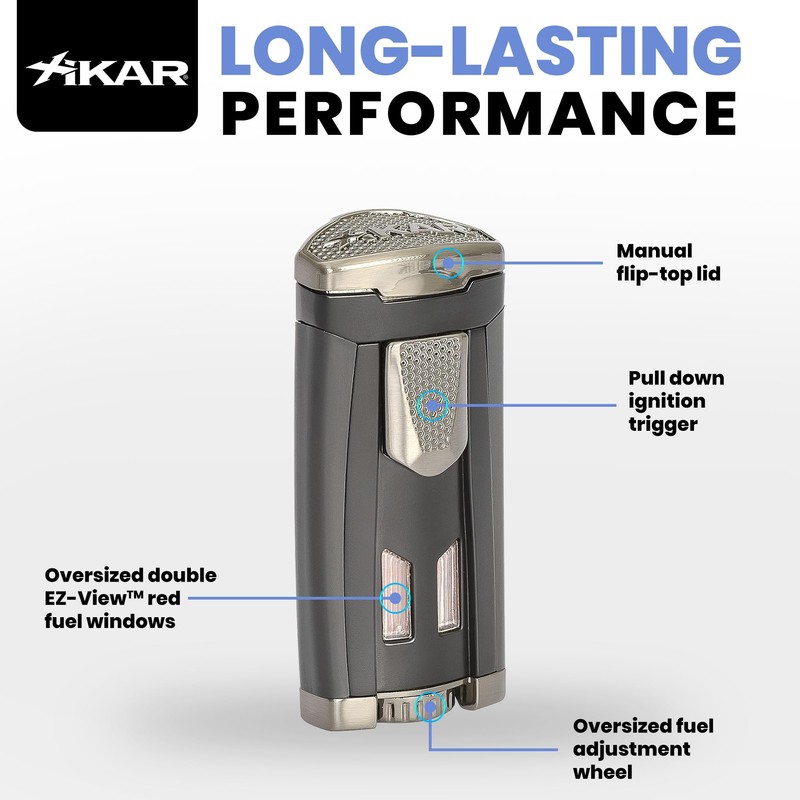 Xikar HP3 Triple Jet Flame Butane Torch Lighter, Silver |