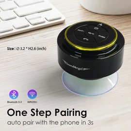 XLeader, Upgraded, Shower Speaker, Certified IPX7 Waterproof Bluetooth Speaker with Suction Cup and Hook Clip, Built-in Mic, Crystal Sound & Rich Bass, up to 12H Playtime, Ideal Gifts, Gold A