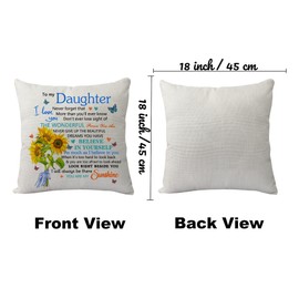 KHLOY Daughter Gifts from Mom Dad,Inspirational Gift to My Daughter Never Forget That I Love You Pillowcase Pillow Cover Funny Daughter Cushion Cover for Birthday Christmas Graduation Wedding