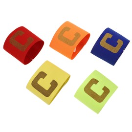 Outanaya 5pcs Soccer Captain Armbands for Boy Girl Elastic Wrap-Around Design Unisex Football Arm Bands Bright Colors Yellow Red Fluorescent Green for Youth Teams