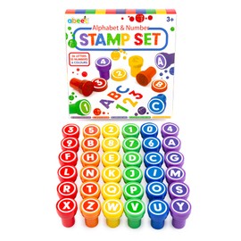 abeec Number and Alphabet Stamps Art Set - Craft Your Way to Learning with Self-Inking Number and Letter Stamps for Kids - Learning Resources for 3 Year Olds - Craft Supplies - Childrens Stamps