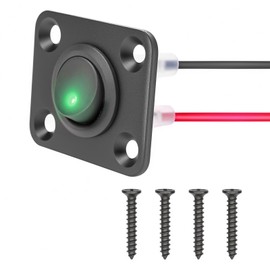 1 Gang Round Dot Lighted Rocker Switch Toggle Metal Panel with 20A 12V DC ON/Off SPST Switch Control for Home Auto Car Marine Boat, Green Light