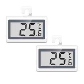 ORIA Fridge Thermometer, 2 Pack Freezer Thermometer with Easy-to-read LCD Display, ℃/℉ Switch, Frost Alarm, Digital Fridge Freezer Thermometer, Refrigerator Thermometer with Hanging Hook
