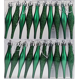 BWG 20 Christmas Tree Tear Drop Droplet Baubles Decorations - Emerald Green